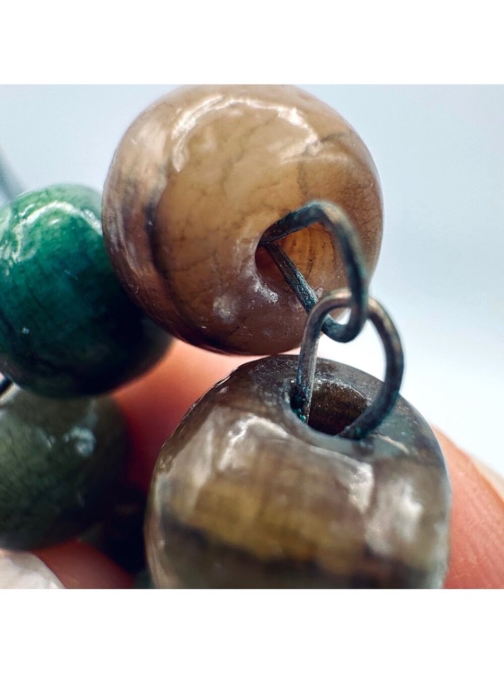 Vintage Boho Art Glass Bead Necklace 50" Hand Linked 10mm Bead Studio Earth Tone - Picture 6 of 8
